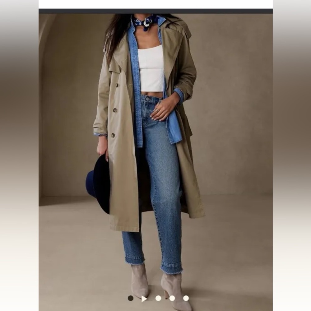 NWT Banana Republic Twill Khaki Women's Trench Coat Size XS RUNS BIG